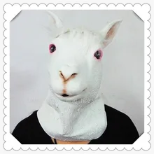 Halloween Party Cosplay Animal Horse Mask Natural Rubber Alpaca Head Adult Party Halloween Masquerade Animal Head Dress Up Masks