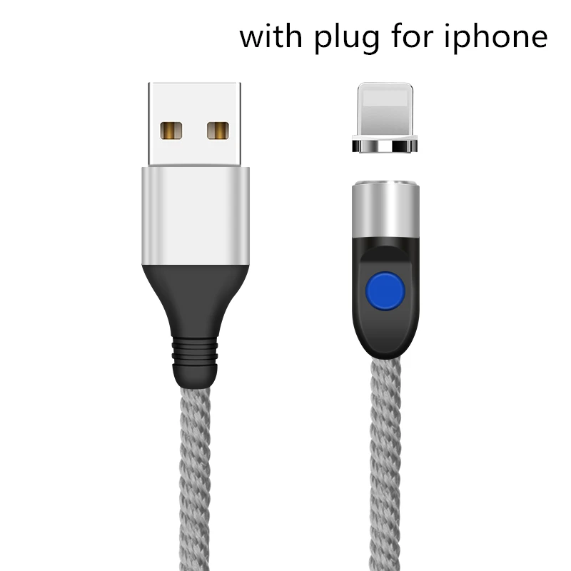 SUNPHG 3A Быстрая зарядка Магнитный Micro usb type-C кабель для iPhone xs max Магнитный зарядный провод для samsung Oneplus мобильный телефон - Цвет: silver ios plug