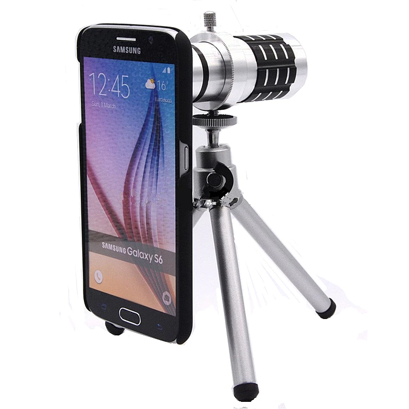 imágenes para Orbmart aluminio 12X Zoom óptico telescopio lente de la cámara para Samsung S6 S6 borde más S7 S7 borde con nuevo caso protector imágenes para Orbmart aluminio 12X Zoom óptico telescopio lente de la cámara para Samsung S6 S6 borde más S7 S7 borde con nuevo caso protector