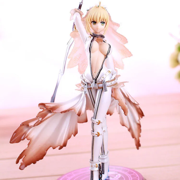 

Fate Stay Night Anime Saber Nero Bride Version saber lily 22cm PVC Action Figure Collection Model Doll Toys Gift 2018