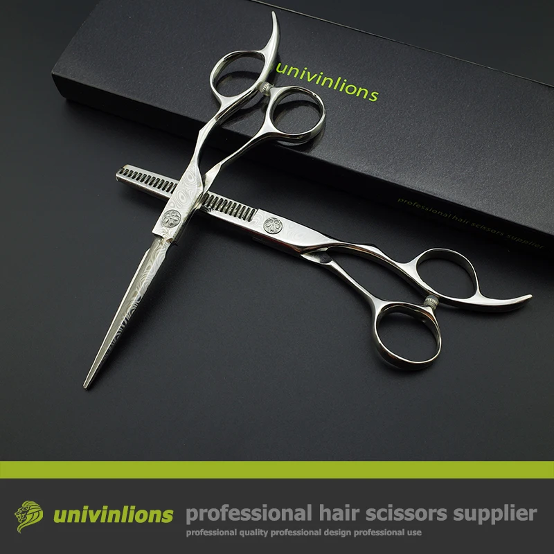

5.5" damascus barber razor blade haircut scissors japanese hairdressing scissors hairdresser coiffeur stainless steel sissors