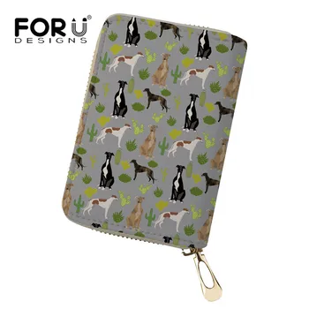 

FORUDESIGN 18 Slots Women Card Holders Greyhound Black Pet Printing Leather Ladies Small ID Credit Card Wallet Female Business