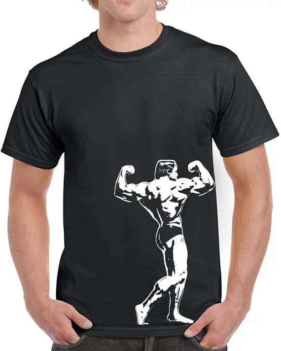 Muscle flexing body builder fitness t shirt men Summer funny Gift