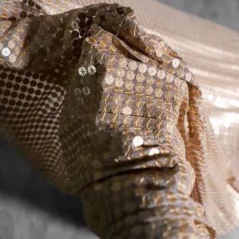 

Metal Fish Scale Stage Sequined Mesh Spun Embroidery fabric dress patch wedding diy textiles tweed fabric telas por metro A532