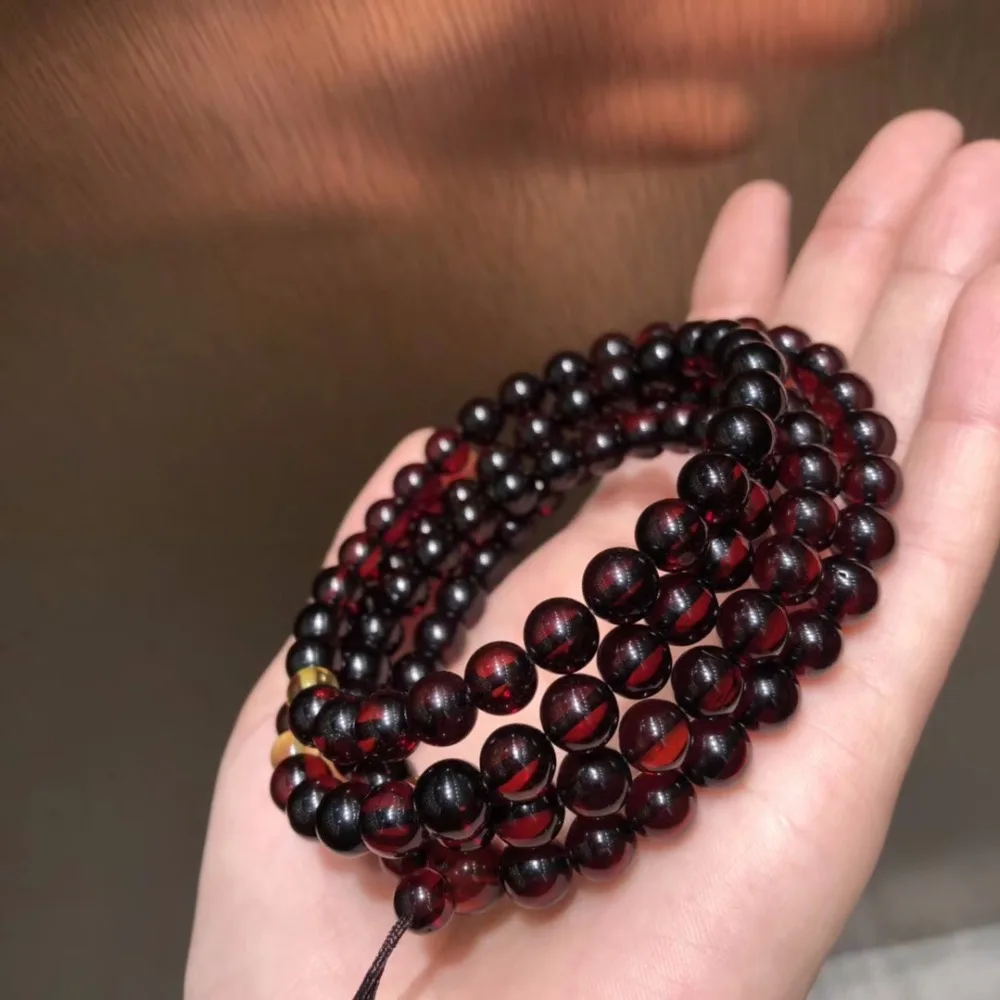Wholesale Natural Baltic Blood Amber 108 Prayer Beads 7mm 8mm Round