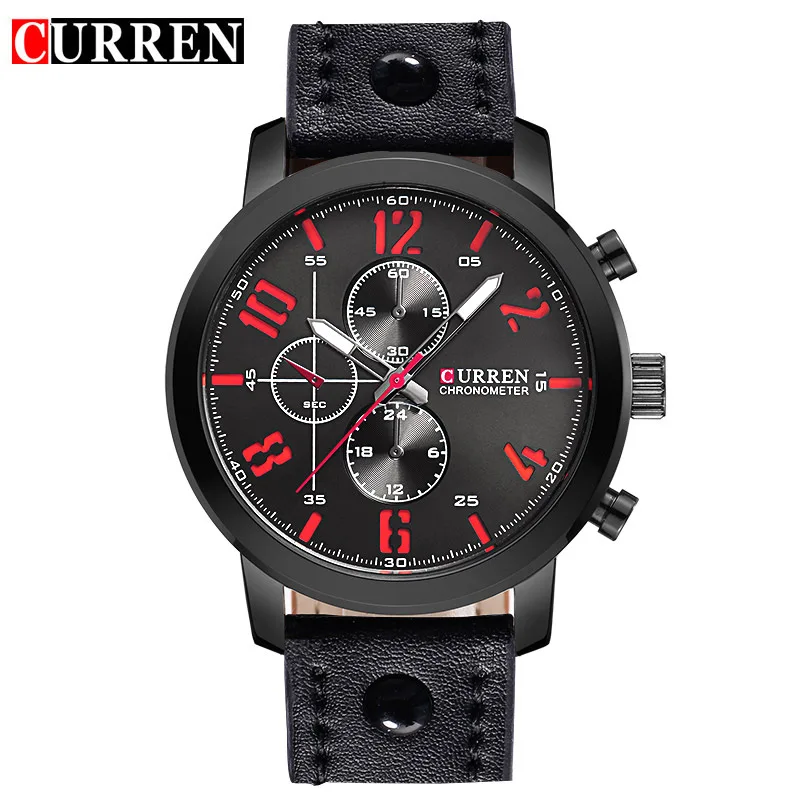 

Military Style CURREN Brand Sport Watches Men Wristwatches Quartz Reloj Climbing Wrist Watch Leather Strap Clock Male Watches