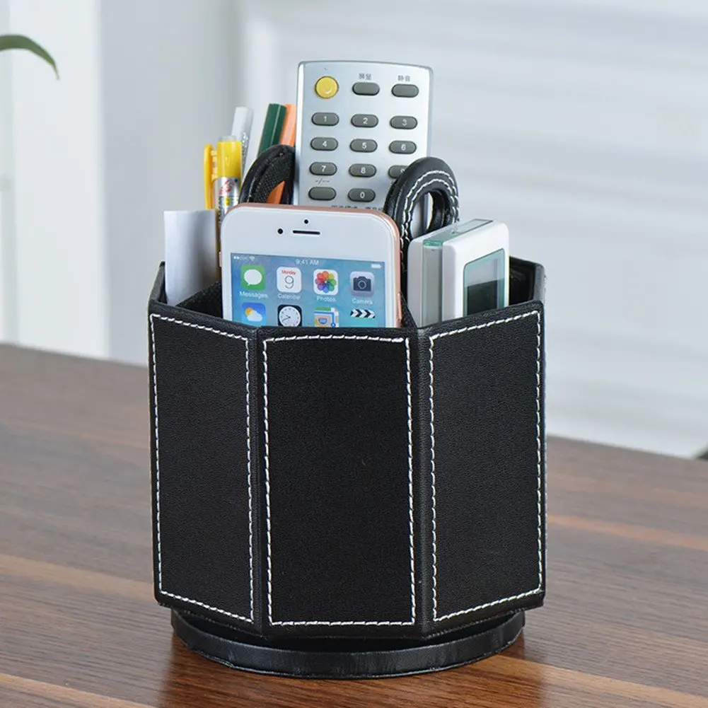 PU Leather Rotatable Remote Control Holder Storage box for TV Remote