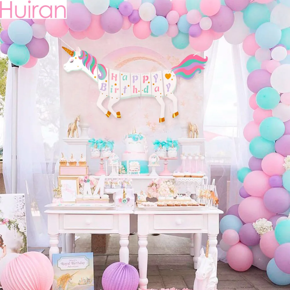 

Huiran 1pcs Paper Jam Unicorn Party Decoration Banner Unicorn Accessories Halloween Party Supplies DIY Decoration Banner