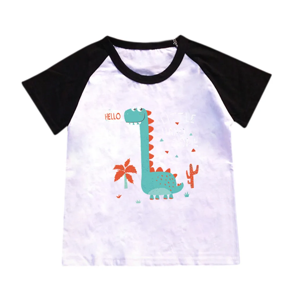 SAGACE Kids Bady/Летняя футболка в горошек для мальчиков с рисунком динозавра и надписью