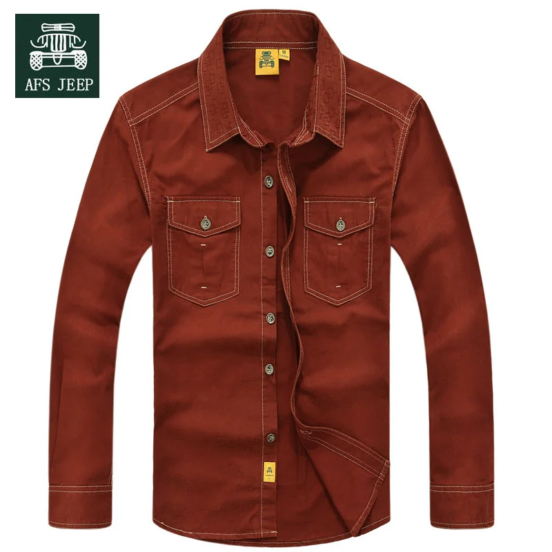 Одежда весна осень модные мужские хлопковые рубашки Camisa Hombre размера плюс, блуза Vestido, мужская повседневная одежда M~ 5XL - Цвет: brick red asia size