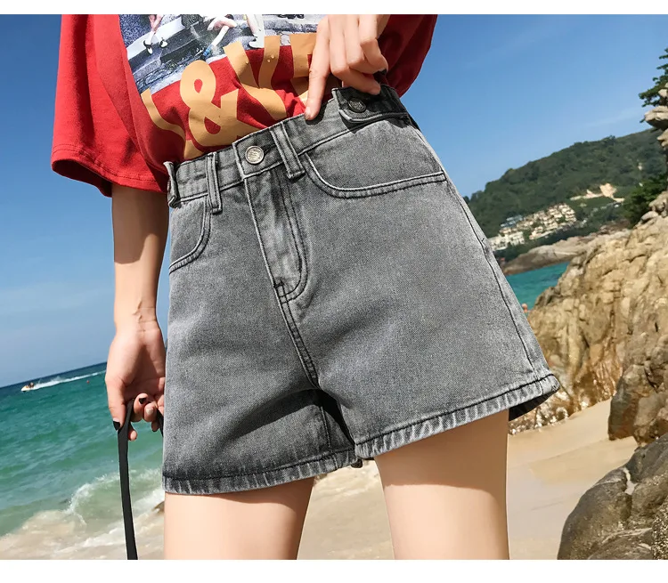 Женские джинсовые шорты с высокой талией широкие шорты женские повседневные женские летние винтажные женские шорты джинсы для женщин