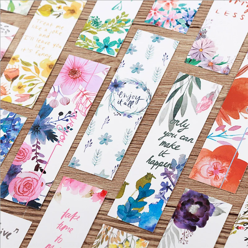30 pcs/box Beautiful flowers Bookmark Paper Cartoon Animals Bookmark