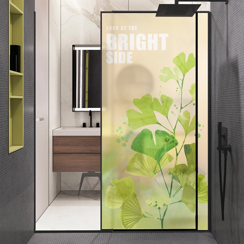 Свежее изображение зеленого листа Электростатическая пленка «замороженное стекло» гостиная спальня ванная комната для детей раздвижные двери непрозрачная ПВХ пленка