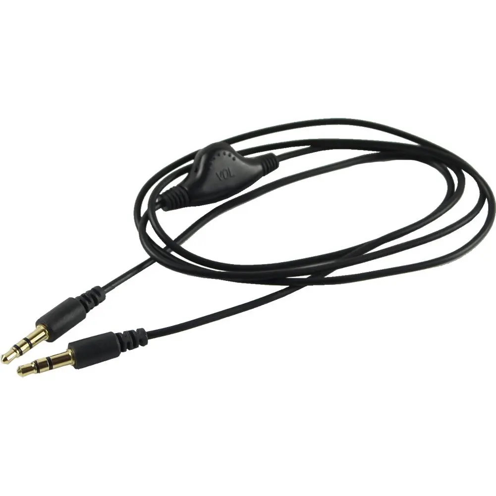 

2Pcs 3.5mm M/M Stereo Headphone Audio Extension Cable Cord With Volume Control Black