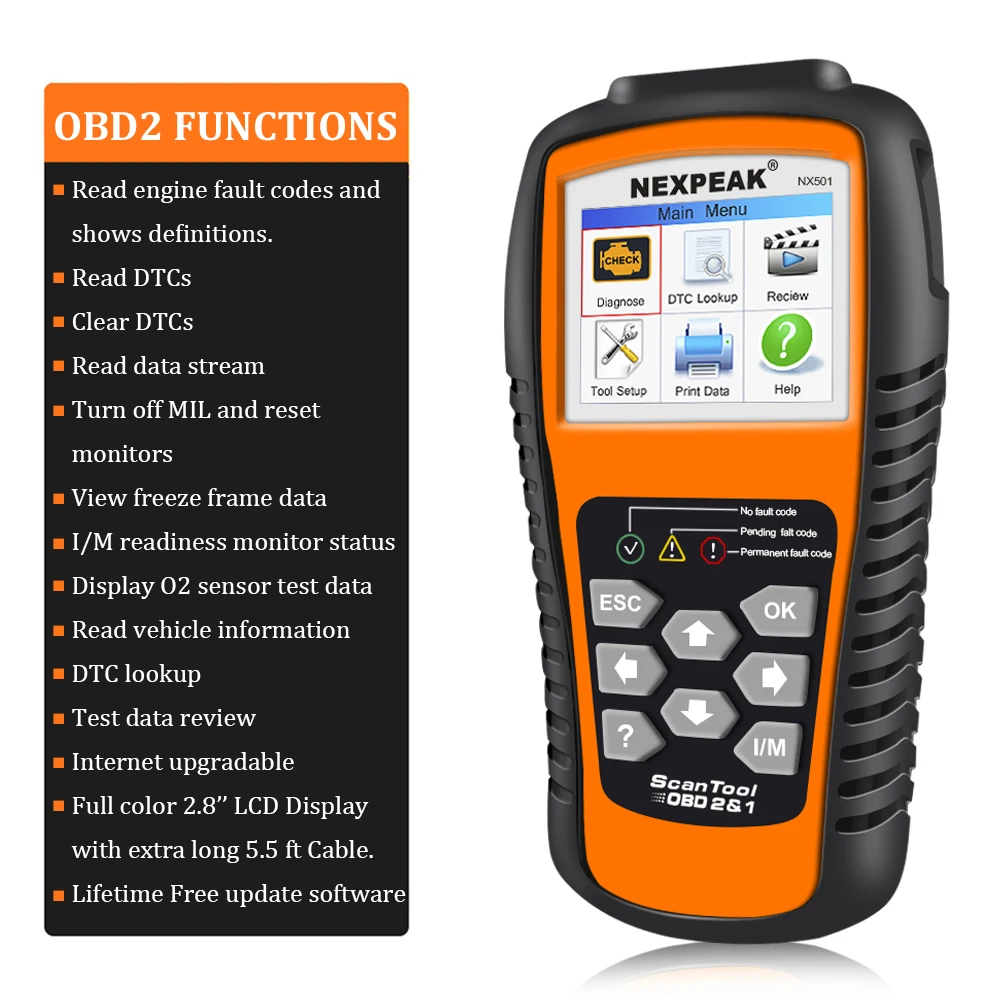 OBD2 автоматический сканер NEXPEAK NX501 OBD 2 считыватель кодов автомобиля