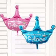 1pcs large and small pink blue helium balloon princess crown foil balloons for happy birthday wedding party baby decoration