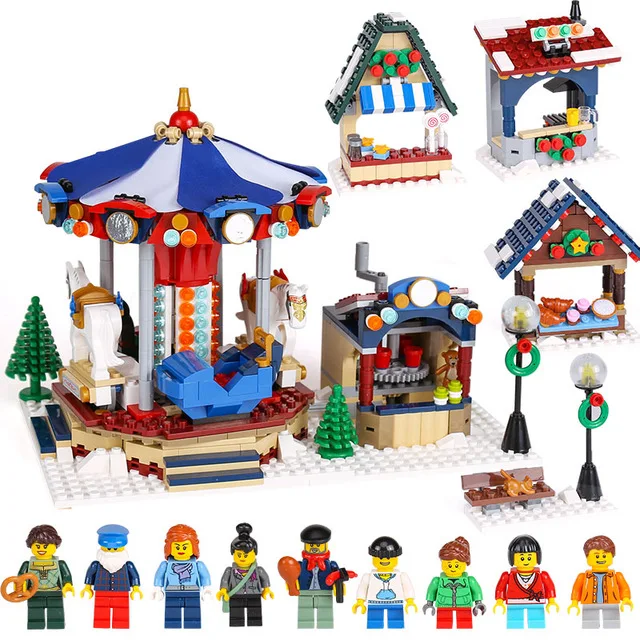 

Lepin 36010 1412PCS Creator Winter Village Market compatible 10235 Building Blocks Bricks architecture Toys for Children Gifts