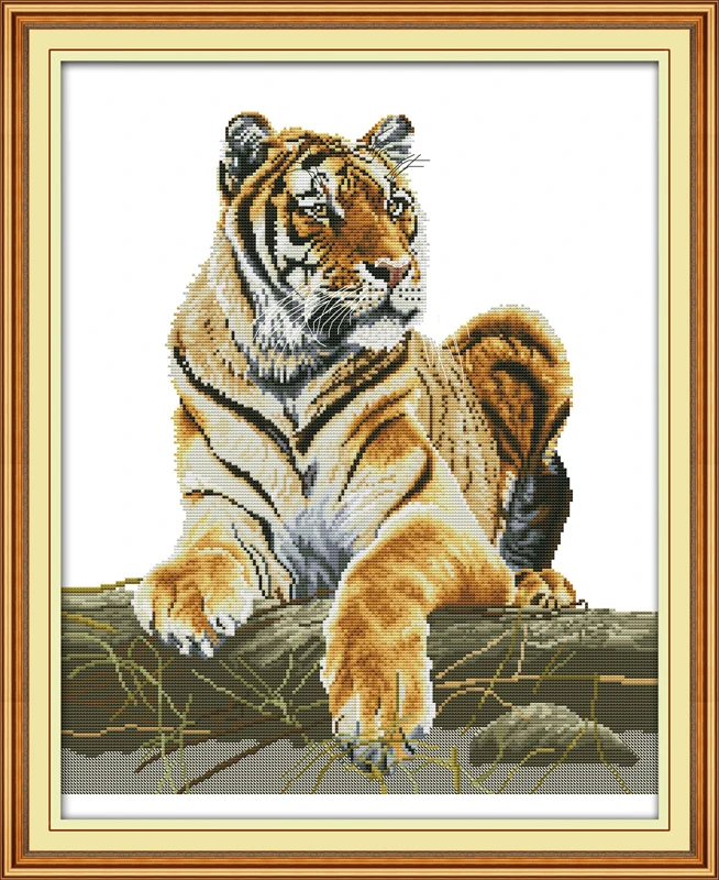 

Joy Sunday Tiger Counted Cross Stitch 11CT 14CT Cotton Stamped Cross Stitch Sets Handmade Cross Stitch Kit Embroidery Needlework