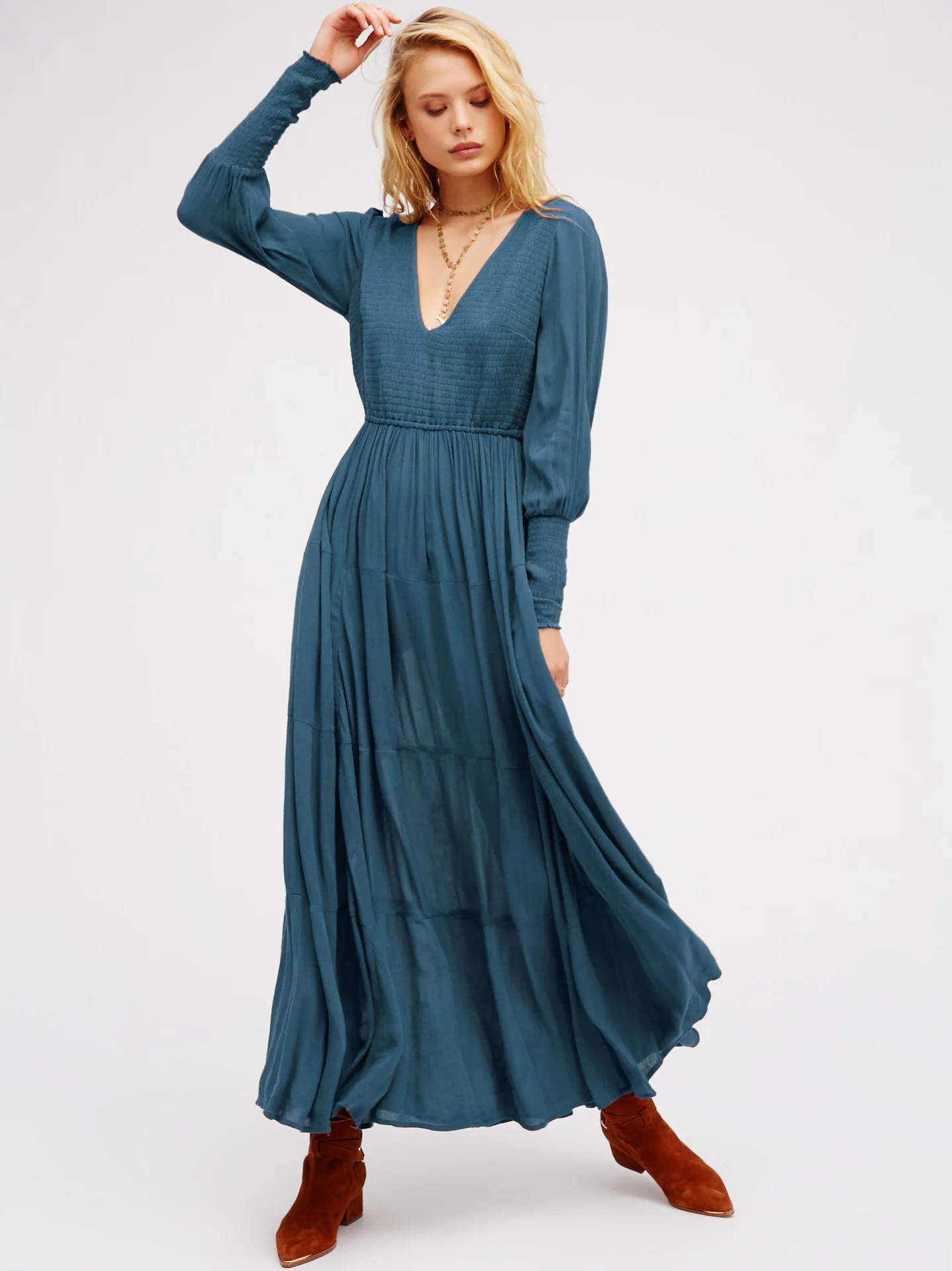 2017 women's long maxi dress V neck long sleeve Halter Dress backless hollow out bandage long dress elegant boho holiday dress