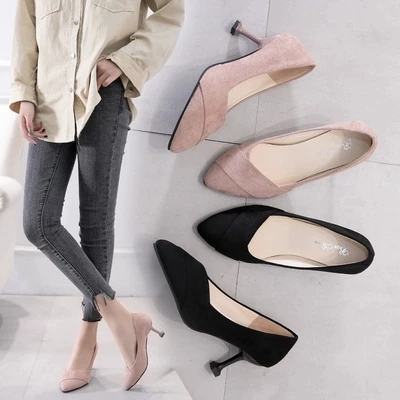 

2019 new high-heeled shoes women's fine with pointed sexy cats and shoes wild with a single shoes female shallow mouth-1