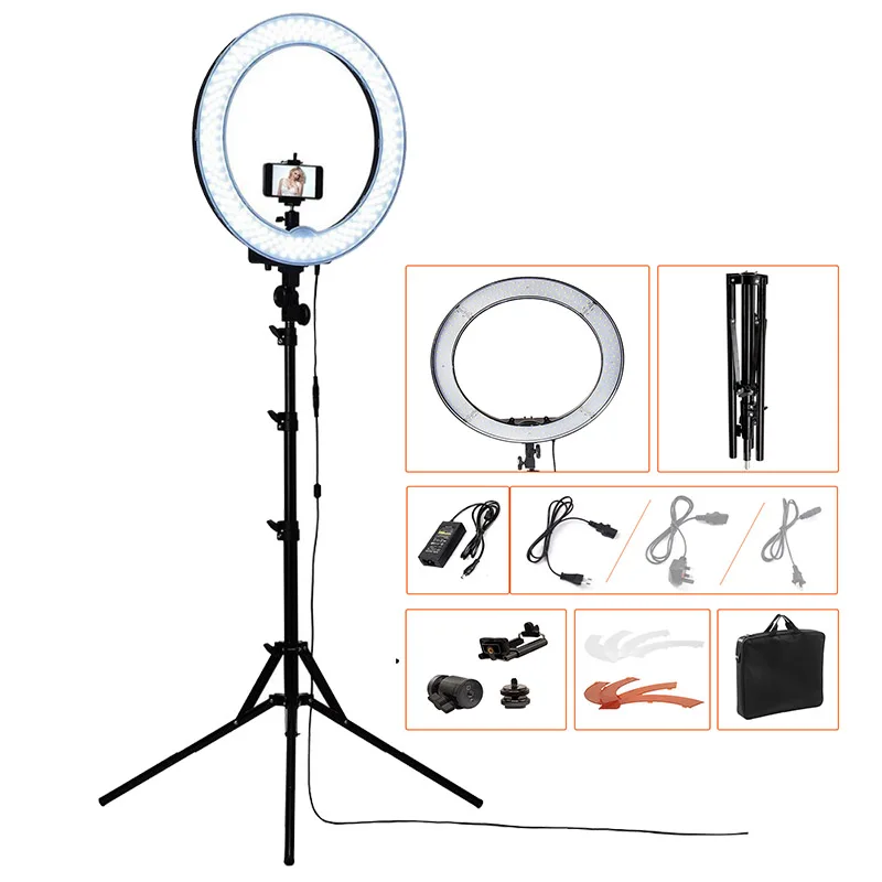 bilder für FOSOTO RL-18 240LED 5500 Karat Dimmbare Fotografie/Foto Studio/Telefon/Video Ring Licht Lampe & Stativ stehen Für Canon Nikon Dslr Kamera bilder für FOSOTO RL-18 240LED 5500 Karat Dimmbare Fotografie/Foto Studio/Telefon/Video Ring Licht Lampe & Stativ stehen Für Canon Nikon Dslr Kamera