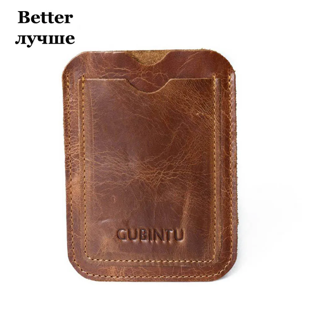 GUBINTU Geniune кожаный бумажник для карт простой дизайн ID держатель для карт Passcard Карманный классический высококачественный брендовый мужской кошелек - Цвет: Brown better