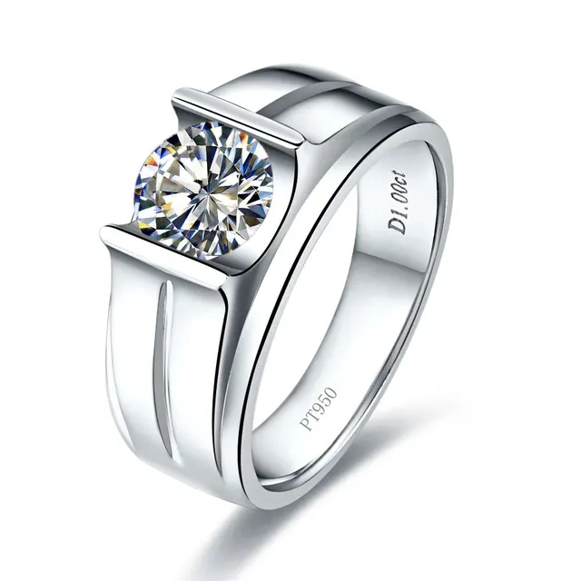 1 carat pure 750 gold round shape captivating certificate moissanite wedding ring for mens last forever - Moissanite Wedding Rings 1 carat pure 750 gold round shape captivating certificate moissanite wedding ring for mens last forever - Moissanite Wedding Rings