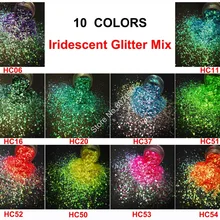 10 переливчатая Радуга цветов Блеск для ногтей микс шестиугольные Блестки Форма для дизайна ногтей Тело Макияж Блестки для рукоделия FacePainting DIY