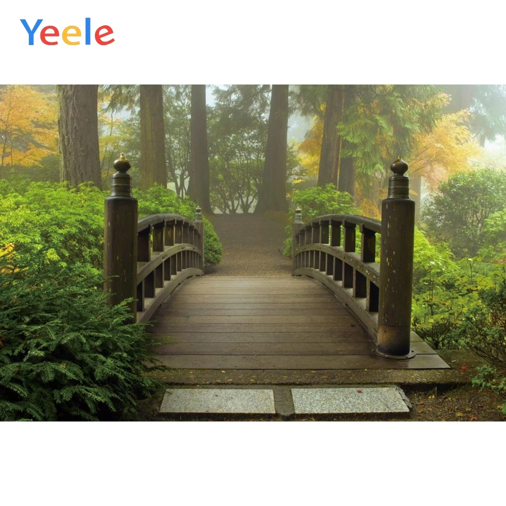 

Yeele Autumn Forest Wooden BridgeTree Fresh Scene Photography Children Background Photographic Child Backdrop For Photo Studio