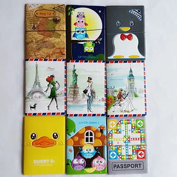 

3D Design Fashion Cartoon World Trip Passport Cover ID Credit Card Bag PVC Leather Passport Holder 14*10CM