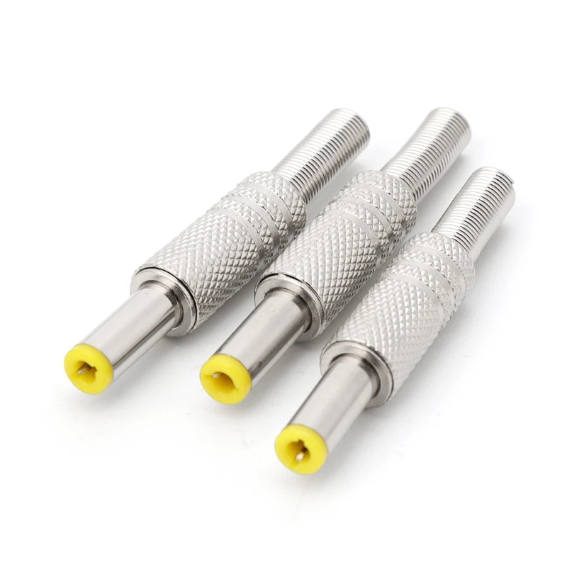 OOTDTY Металл 5 шт 5x2 5mm DC Мощность джек штекер разъем адаптера с желтым