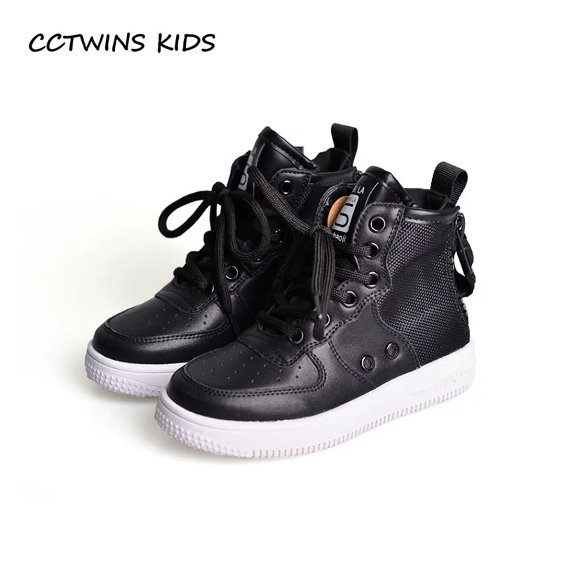 

CCTWINS KIDS 2018 Autumn Boy High Top Sneaker Children Pu Leather Trainer Baby Girl Fashion Casual Sport Shoe Black FH2255