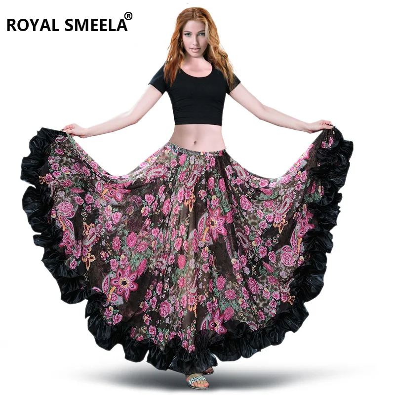 2017 New Bellydancing Bohemia Chiffon Large Skirts Gypsy Tribal Belly Dance Skirt Gypsie Costume Dress Clothing 6041