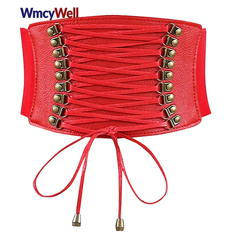 WmcyWell Women PU Leather High Waist Cincher Belt Corsets Waist