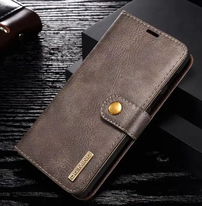 

DG.MING Cow Leather Separable Back Case with Magnetic Button Flip Wallet Cover for Samsung Galaxy A9 2018