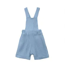 Модная детская одежда для мальчиков и девочек, От 0 до 4 лет синий клетчатый комбинезон, комбинезон, одежда для подвижных игр