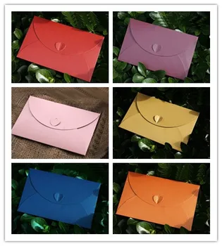

6pcs Paper Gift Envelope Invitation Card Packaging Candy color Heart Closure Paper Envelopes