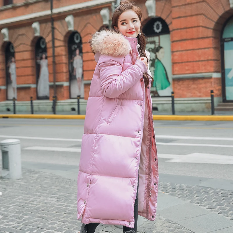 

DOSOMA Cold Winter Coat Large Fur Collar Hooded Parkas Jackets Women Thicken Warm Cotton-padded Jacket Long Female Outerwear