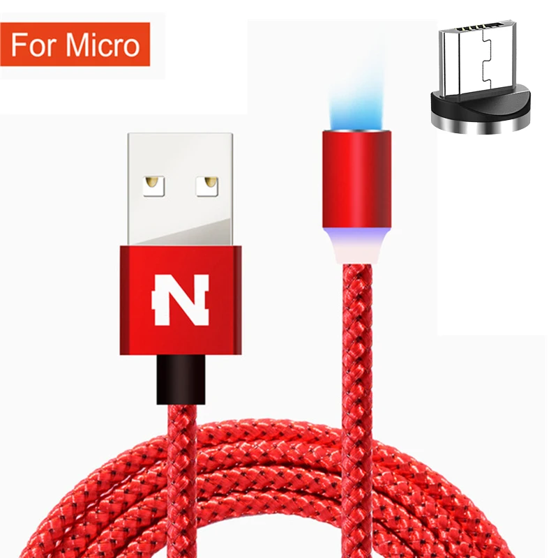Магнитный зарядный кабель для iPhone 6 6S 7 8 Plus XS MAX XR i Phone Micro USB/MicroUSB/type C Android Galaxy S8 S9 зарядное устройство длиной 1 м 2 м - Цвет: Micro Red