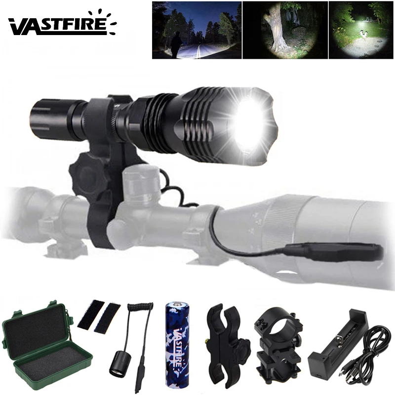 

VASTFIRE LED Tactical Gun Flashlight VA-802 XML-T6 Hunting Torch lantern Rail 20mm Airsoft Rifle Scope Mount gun Scout Light