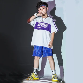 

New Arrival Dance Costume For Boys Short Sleeve Hiphop Street Dance Rave Outfit Kids Jazz Stage Performance Practice Wear DC2251