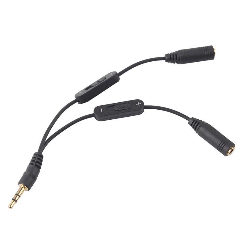

3.5mm Male to 2 Female Stereo Audio Y Splitter Adapter Cable w/ Volume Control #53869