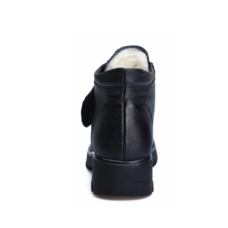 MVVJKEThick шерсть женские зимние ботинки из натуральной кожи Водонепроницаемый ботильоны на танкетке для Для женщин Зимняя Теплая обувь на платформе E198