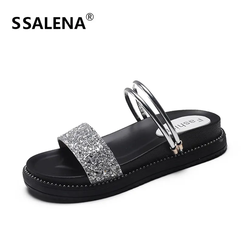 

Women Crystal Bling Non-slip Slippers Female Platform Korean Style Beach Slides Women Open Toe Slip-On Sandals Shoes AA52263