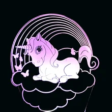 Creative Usb 7 Colors Change Cartoon 3D Led Unicorn Shape Night Light Desk Lamp Bedroom Sleep Lighting Decor Kids Birthday Gifts