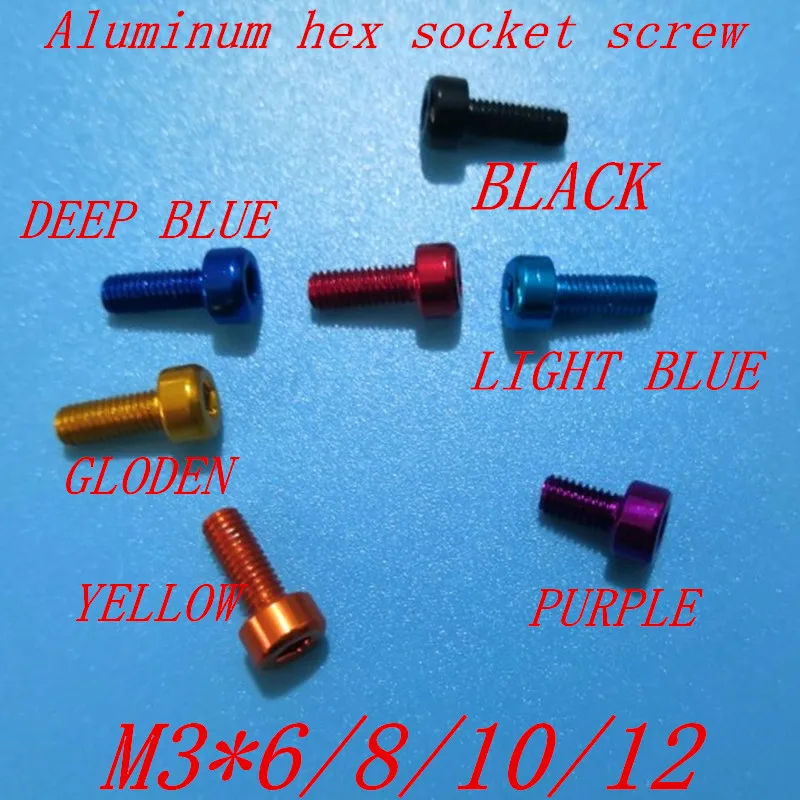 10pcs/lot DIN912 M3*6/8/10/12 colourful anodized aluminum hex socket cap head screw | Обустройство дома