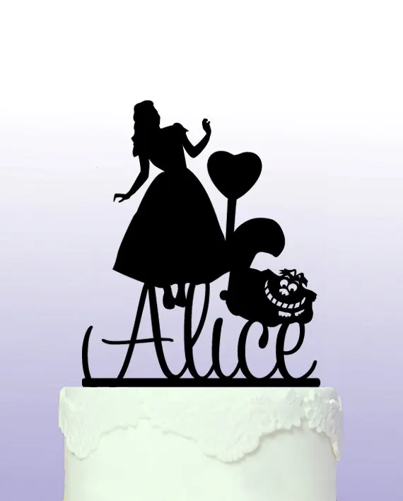 Acylic Alice In Wonderland Personalised First Name Birthday Cake