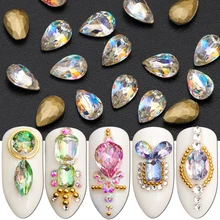 10 шт. AB Стразы из горного хрусталя драгоценные камни украшения Блеск капли воды лошадь глаз восьмиугольник камень аксессуары Маникюр JIA03