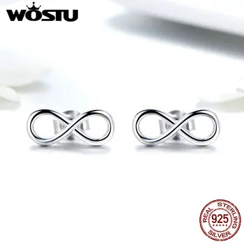 

WOSTU 2019 Luxury 100% 925 Sterling Silver Infinite Love Stud Earrings For Women Wedding Small Earring Fashion Jewelry FIE562