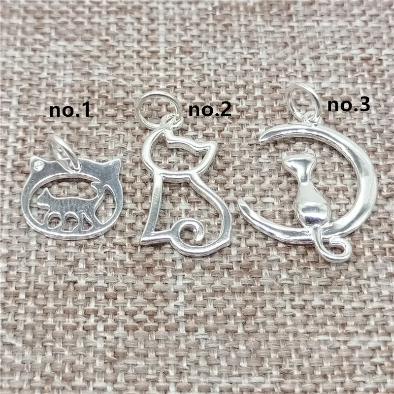 

2 Pieces of 925 Sterling Silver Cat Charms Pet for Bracelet Necklace